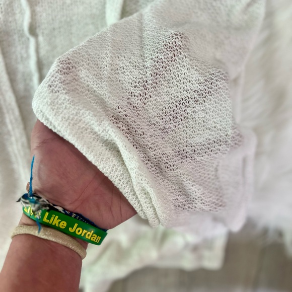 OLD NAVY | White, Lightweight Loose Knit Woven Open Front Cardigan (L) - Picture 3 of 5